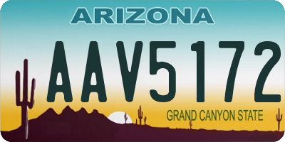AZ license plate AAV5172