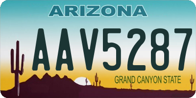 AZ license plate AAV5287