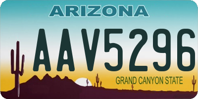 AZ license plate AAV5296
