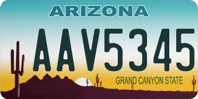 AZ license plate AAV5345