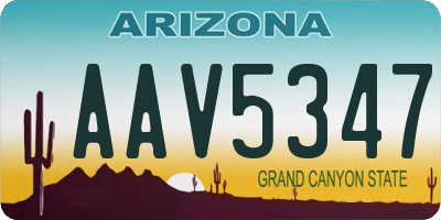 AZ license plate AAV5347