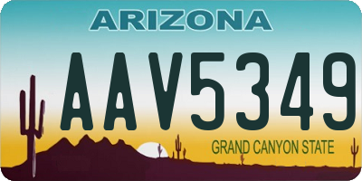 AZ license plate AAV5349