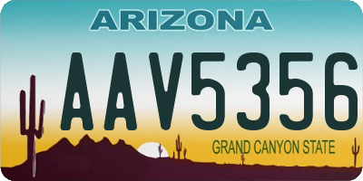 AZ license plate AAV5356