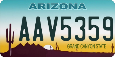 AZ license plate AAV5359
