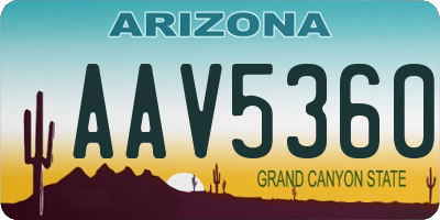 AZ license plate AAV5360