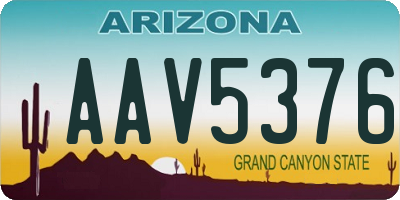AZ license plate AAV5376