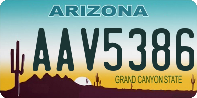AZ license plate AAV5386