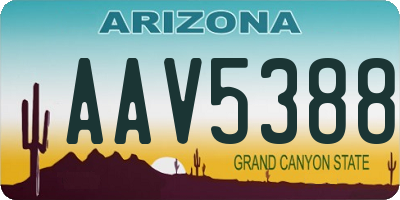 AZ license plate AAV5388