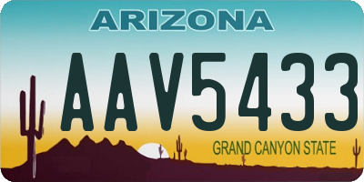 AZ license plate AAV5433