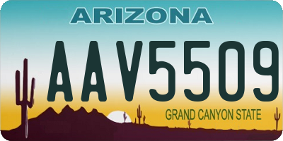AZ license plate AAV5509