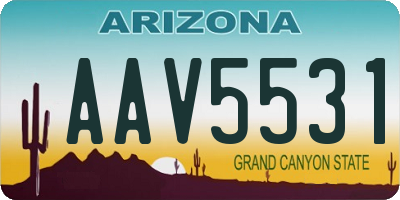 AZ license plate AAV5531
