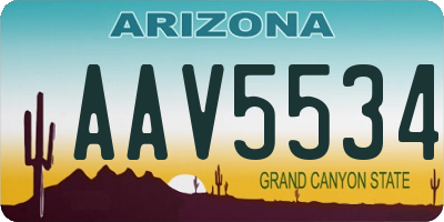 AZ license plate AAV5534