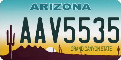 AZ license plate AAV5535