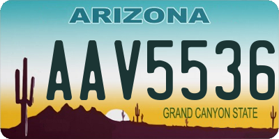 AZ license plate AAV5536