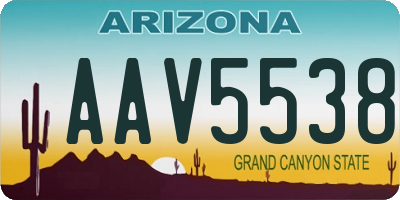 AZ license plate AAV5538