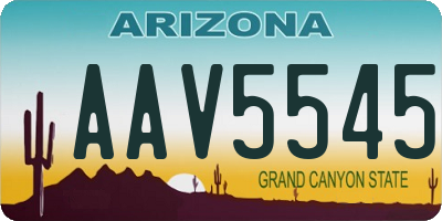 AZ license plate AAV5545