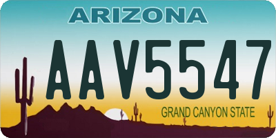 AZ license plate AAV5547