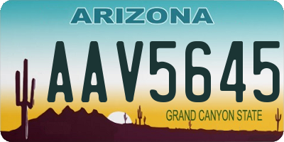AZ license plate AAV5645