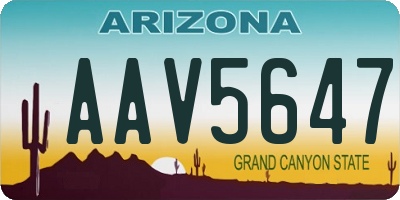 AZ license plate AAV5647