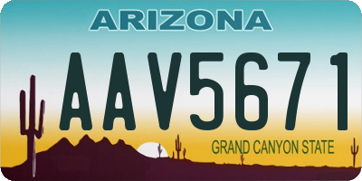 AZ license plate AAV5671