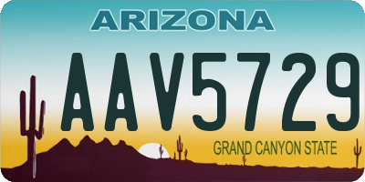 AZ license plate AAV5729