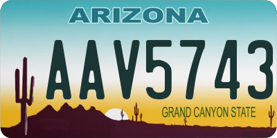 AZ license plate AAV5743