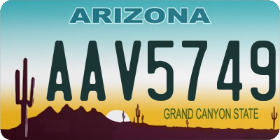 AZ license plate AAV5749