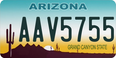 AZ license plate AAV5755