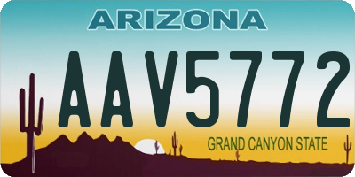 AZ license plate AAV5772