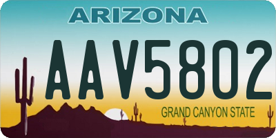 AZ license plate AAV5802