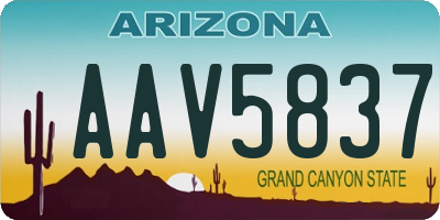 AZ license plate AAV5837