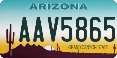 AZ license plate AAV5865