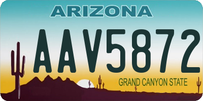AZ license plate AAV5872