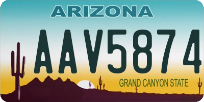 AZ license plate AAV5874