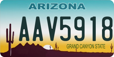 AZ license plate AAV5918