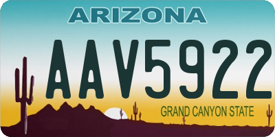 AZ license plate AAV5922