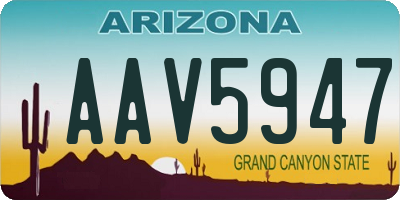 AZ license plate AAV5947