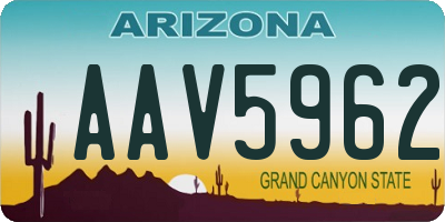 AZ license plate AAV5962