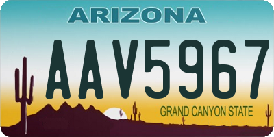 AZ license plate AAV5967