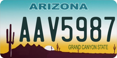 AZ license plate AAV5987