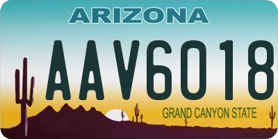 AZ license plate AAV6018