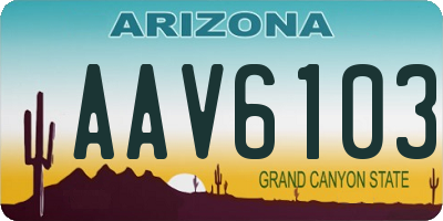 AZ license plate AAV6103