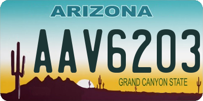 AZ license plate AAV6203