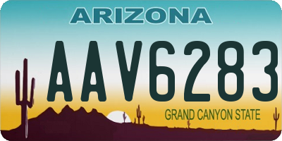 AZ license plate AAV6283