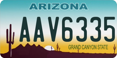 AZ license plate AAV6335