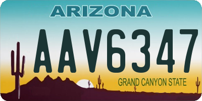 AZ license plate AAV6347