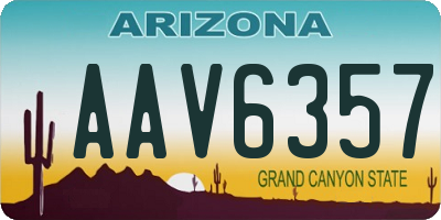 AZ license plate AAV6357