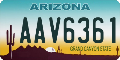 AZ license plate AAV6361