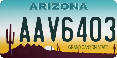 AZ license plate AAV6403