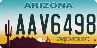 AZ license plate AAV6498
